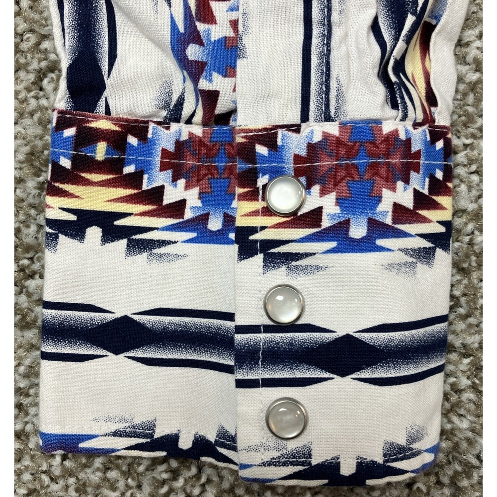 Wrangler Aztec Pearl Snap Button Down Shirt Mens Size Large Western Shirt‎ - Picture 6 of 11
